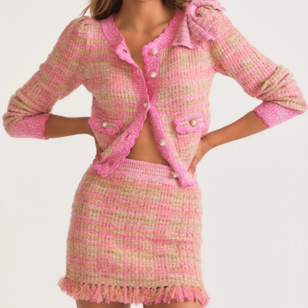 🆕LoveShackFancy CHANTRIA CROP CARDIGAN IN MAJESTIC PINK NWT SOLDOUT STYLE SMALL